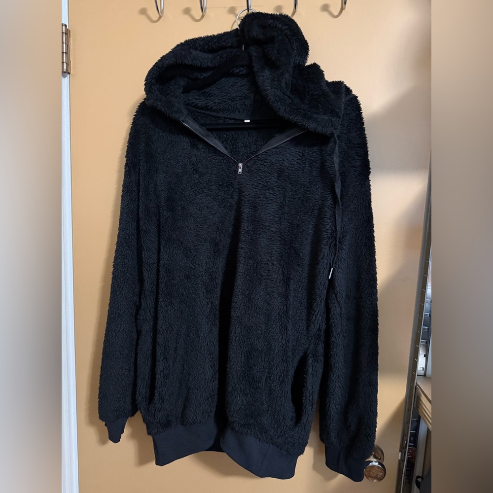 Cozy Black Teddy Hoodie
